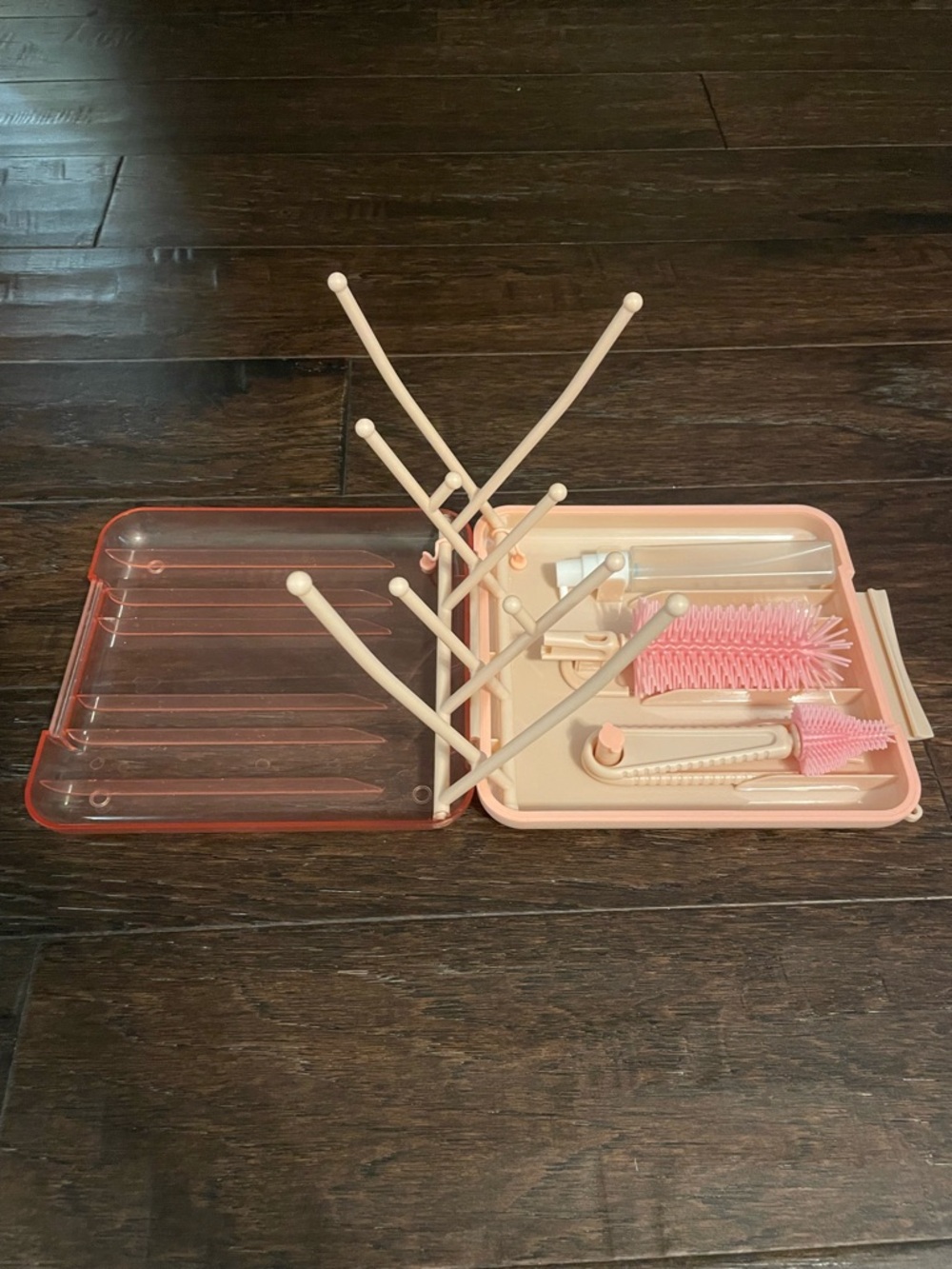 Portable Bottle Washing and Drying Rack and Brush Set